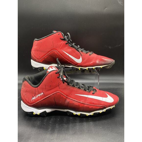 NIKE ALPHA SHARK MEN\'S Size 14 FOOTBALL CLEATS 719952-610 Red Black White EUC main image 4